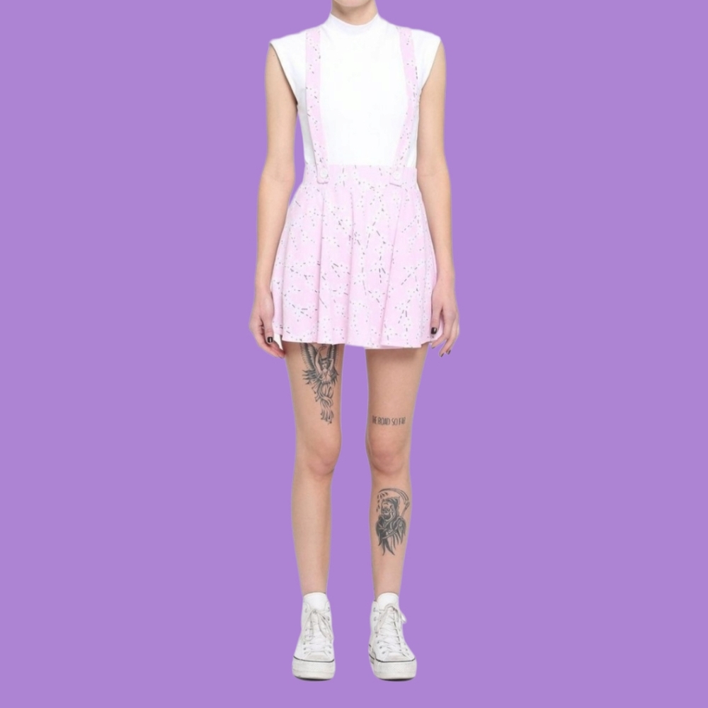 Midnight Hour: Pink Sakura Suspender Skirt - Picture 4 of 7